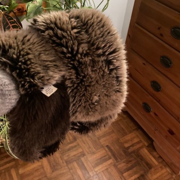 Brown and Tan Faux Fur Circle Scarf by Faux Frenzi - Picture 8 of 8